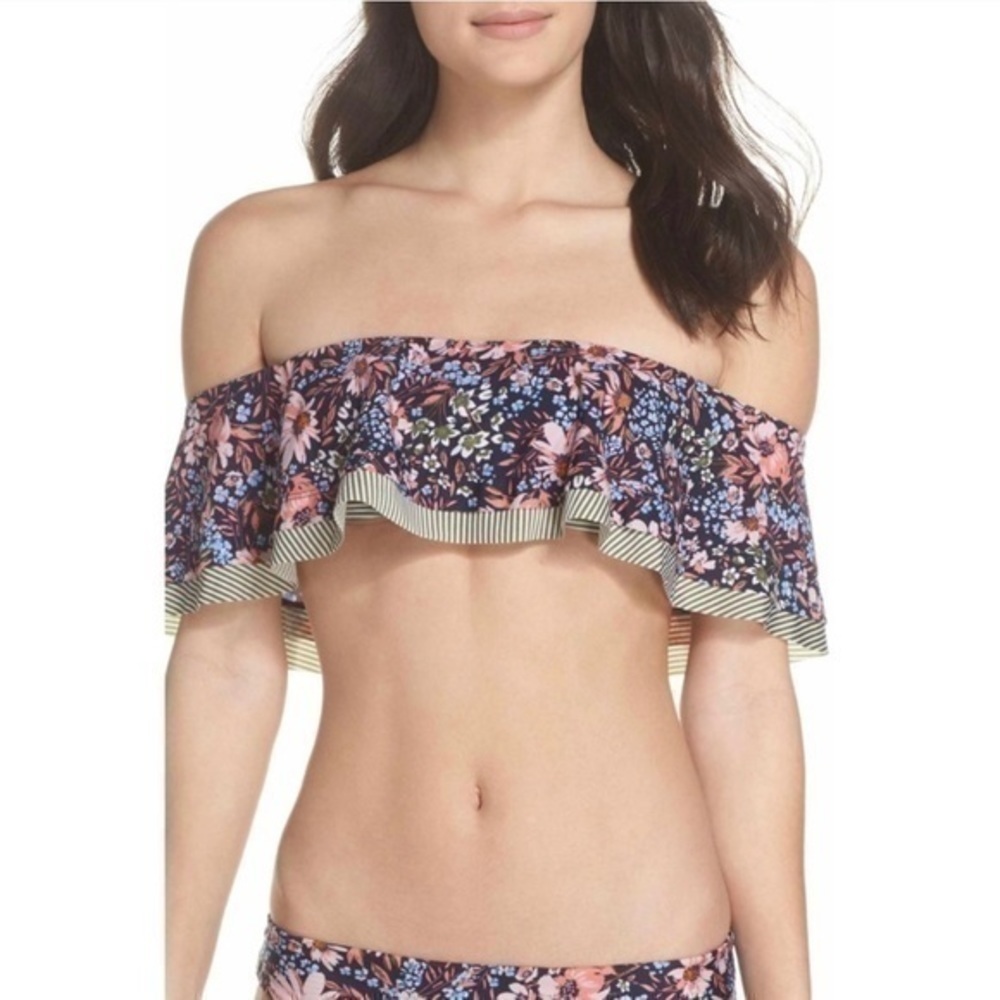 Enchanted Floral Print off shoulder swim Top Large